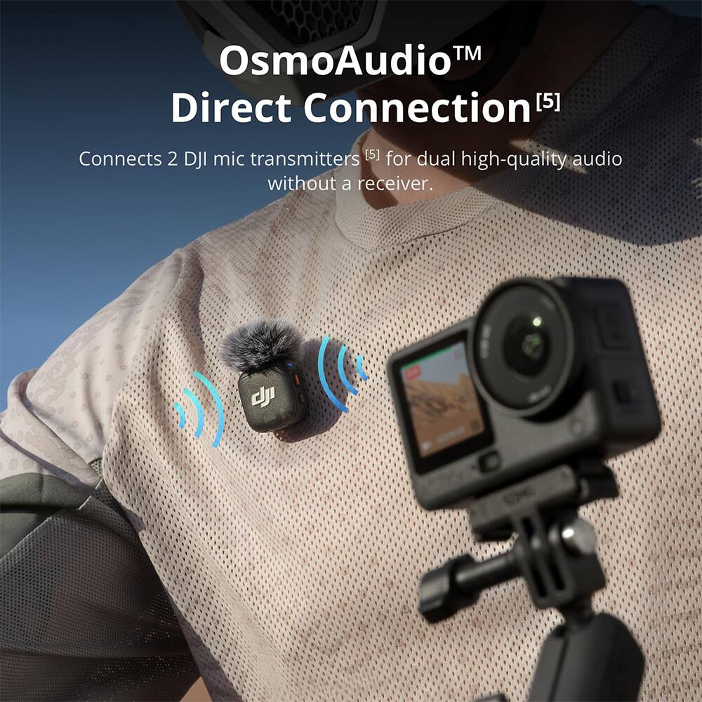 OsmoAudio™ Direct Connection [5] Connects 2 DJI mic transmitters [5] for dual high-quality audio without a receiver.