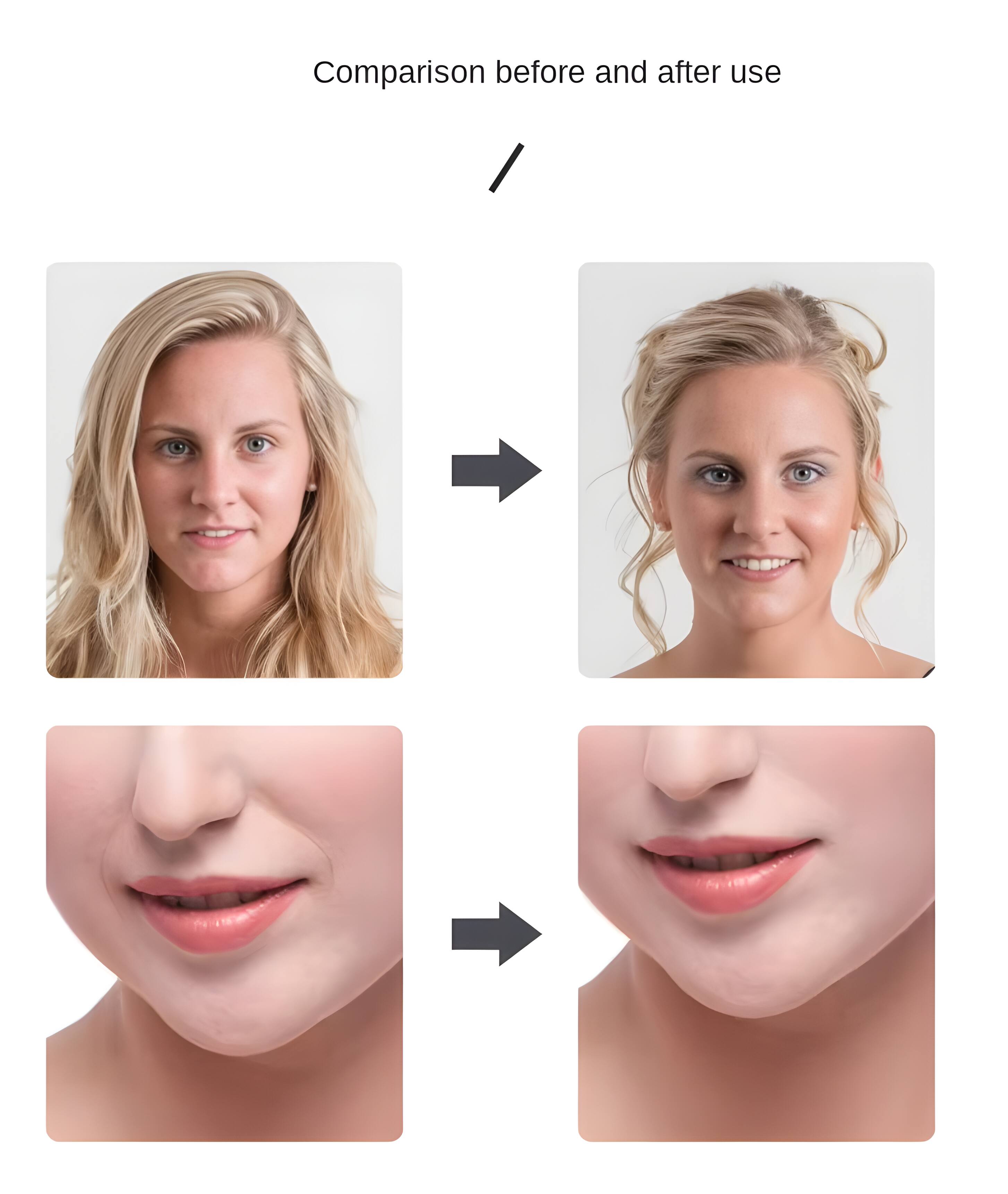 Comparison before and after use