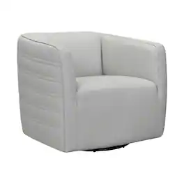 Armen Living - Melanie Swivel Genuine Leather Barrel Chair - Dove Gray
