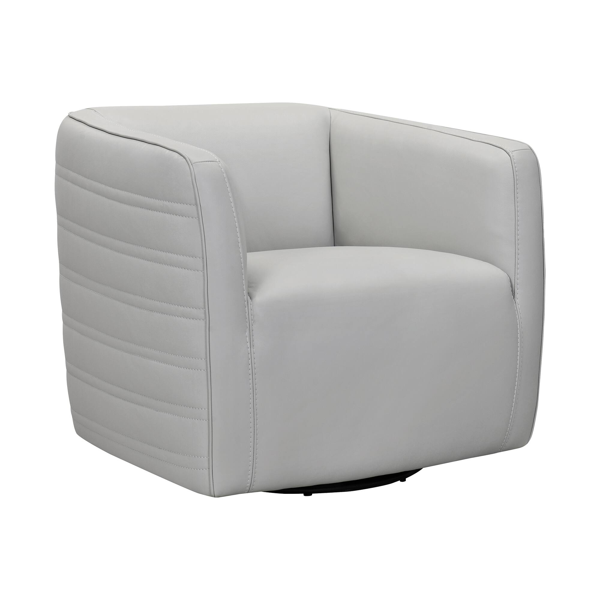Armen Living - Melanie Swivel Genuine Leather Barrel Chair - Dove Gray