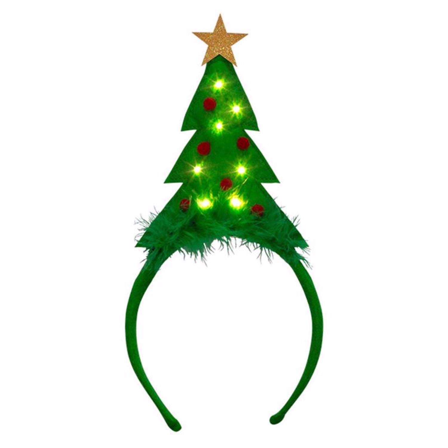 Front. Dyno - Dyno Tree with LED Lights Headband Felt 1 pk (Case of 12) - Green.