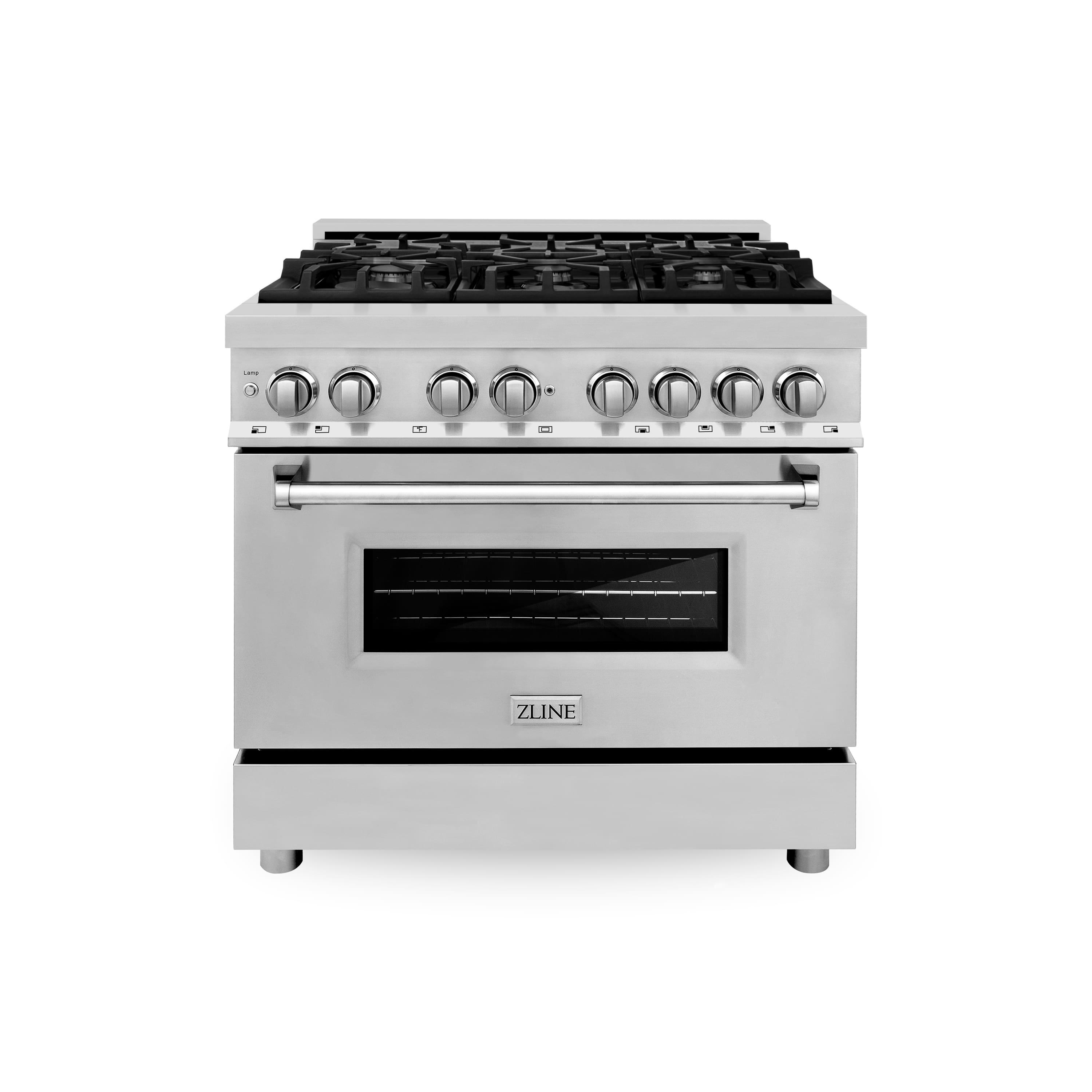 Front. ZLINE - 36 in. 4.6 cu. ft. Legacy Freestanding Dual Fuel Range with 6 Burners and Electric Convection Oven in Stainless Steel - Stainless steel.