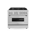 ZLINE - 36 in. Wide 6 Burner 4.6 cu. ft. Legacy Freestanding Dual Fuel Range with Electric Convection Oven in Stainless Steel - Stainless Steel