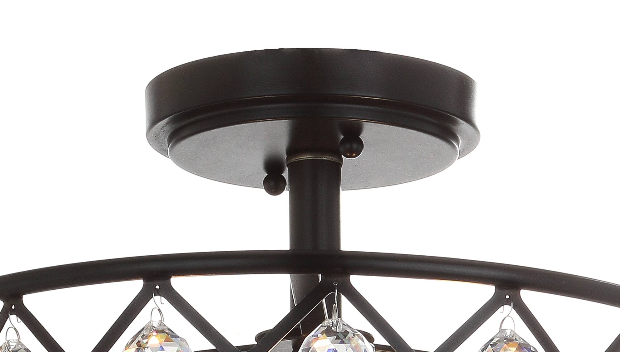 Alt View 4. Jonathan Y - Gabrielle 14.5" Crystal/Metal LED Semi-Flush Mount, Oil Rubbed Bronze - Oil Rubbed Bronze.
