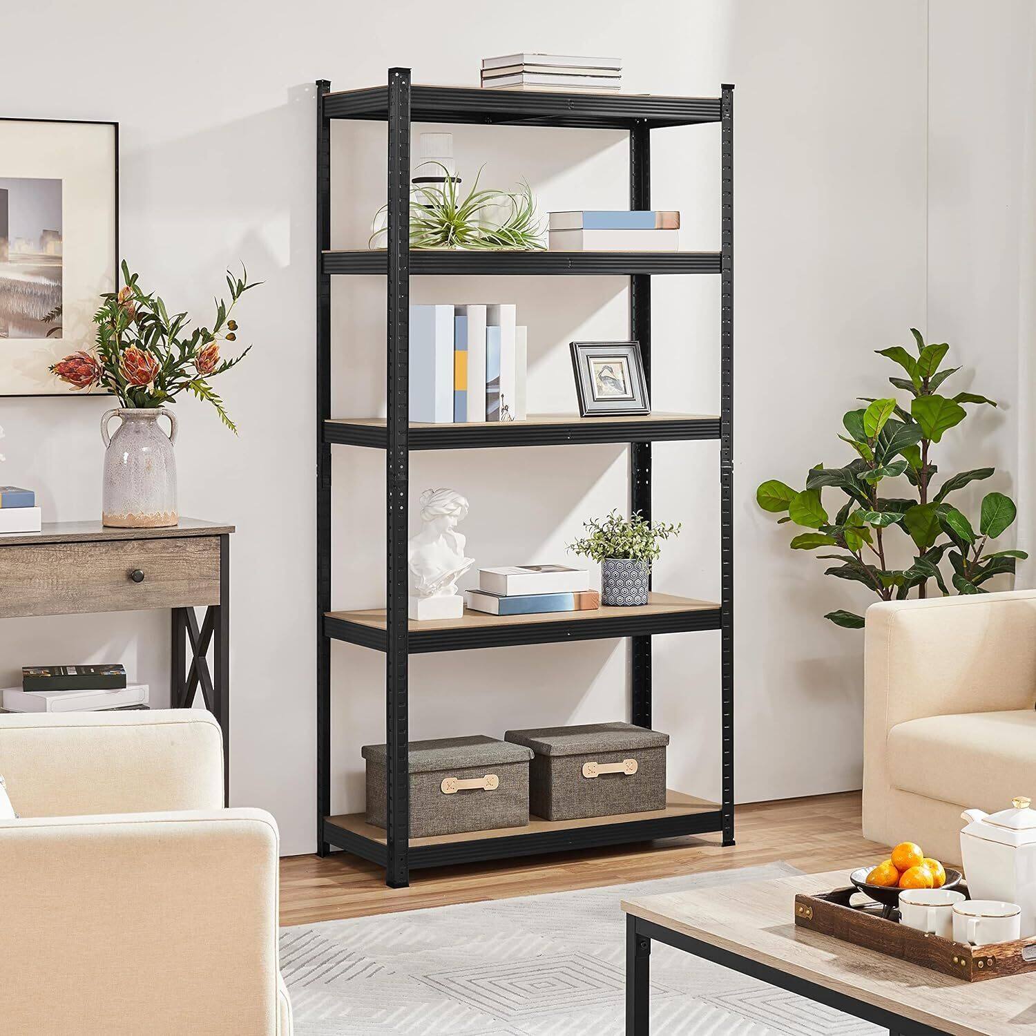 Alt View 5. Winado - 59" x 27" x 12" Adjustable 5-Tier Shelf Garage MDF Boards Shelving Unit Rack Storage Oragnizer Capacity Per Tier 331LBS - Black.