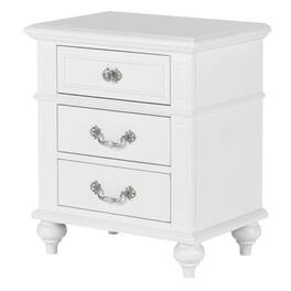 FurniFact - Elegant Nightstand with Three Drawers for Bedroom Storage - White