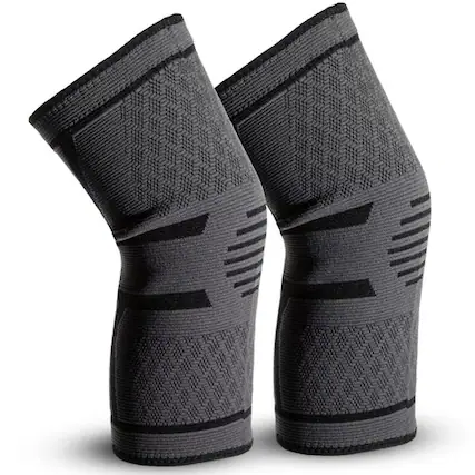 Front. Luminuxe - Compression Knee Brace for Men & Women Knee Support Sleeves for Running, Arthritis, ACL and more – Large - Grey.