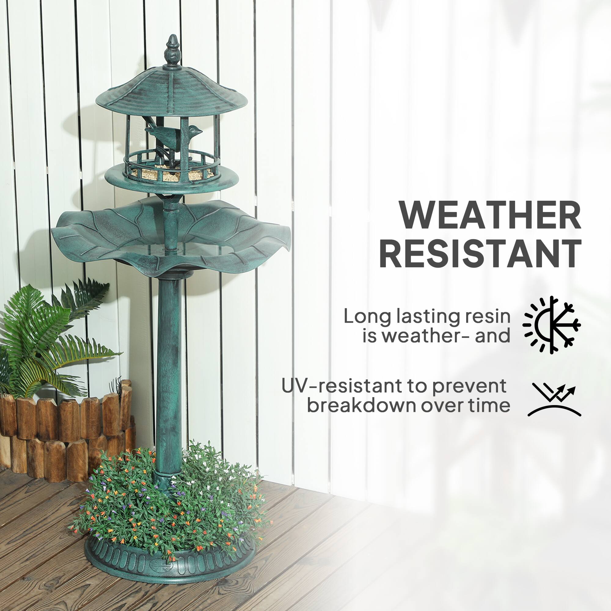 WEATHER RESISTANT

Long lasting resin is weather- and UV-resistant to prevent breakdown over time