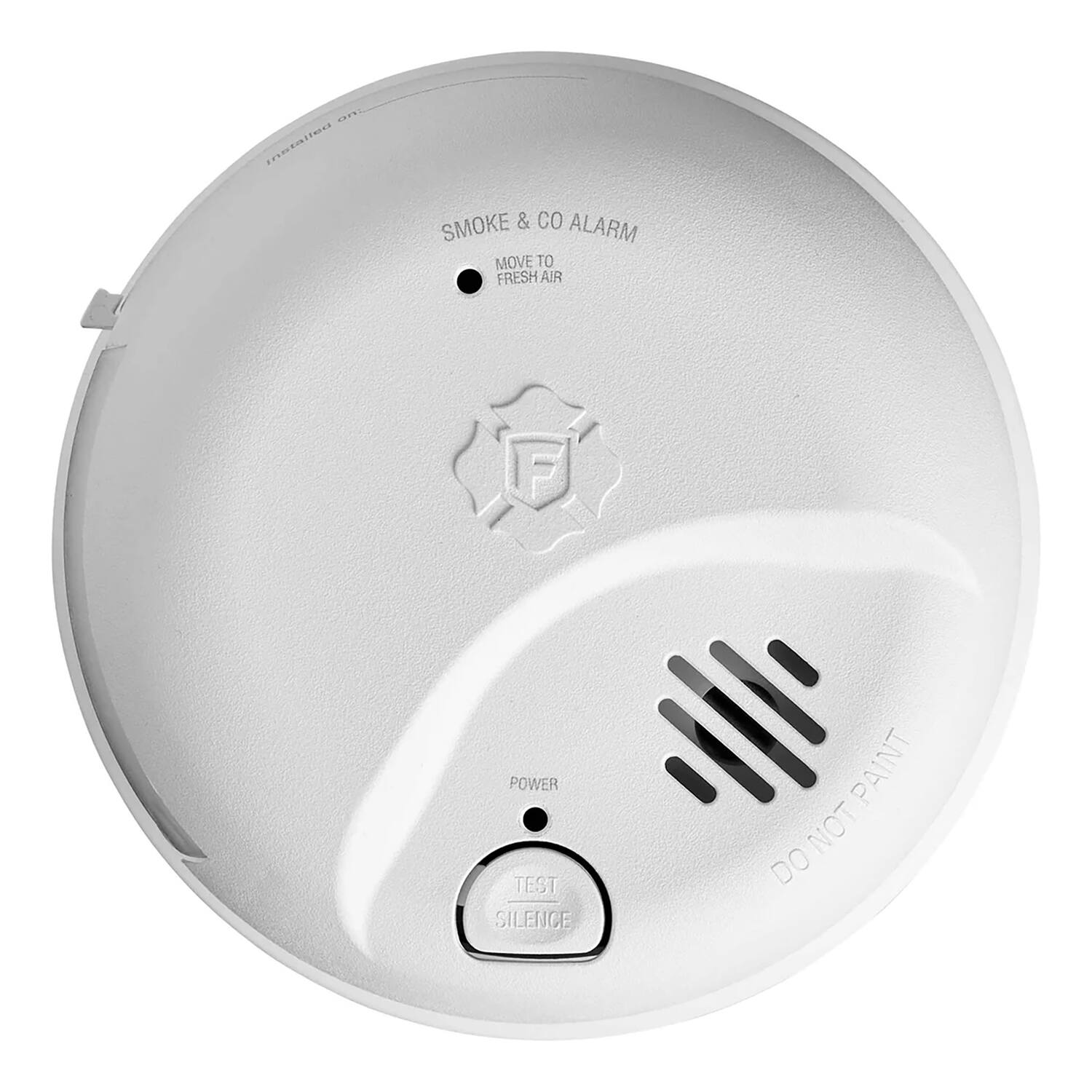 SMOKE & CO ALARM  
MOVE TO FRESH AIR  

POWER  
TEST  
SILENCE  

DO NOT PAINT