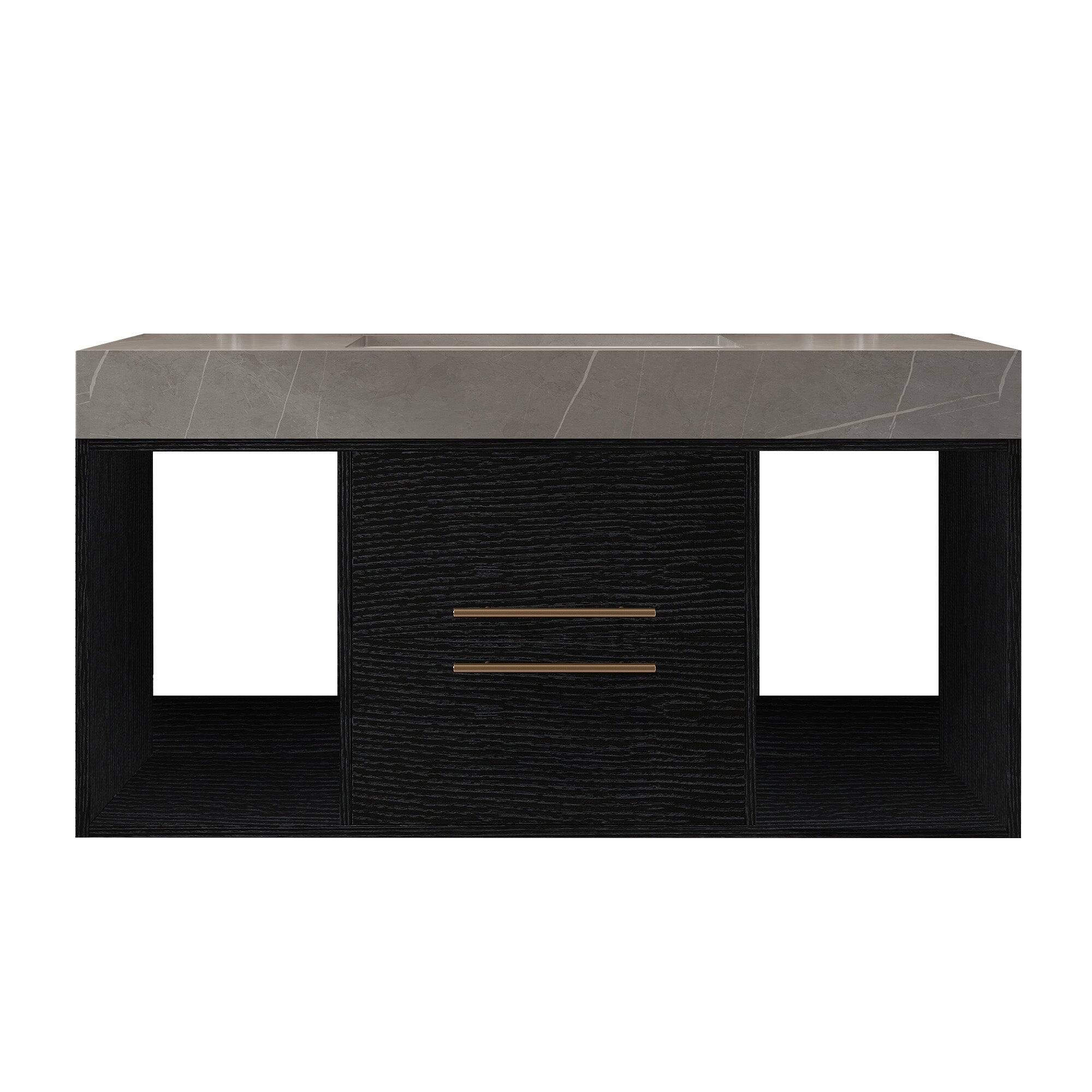 Boyel Living - 39.4In Single Contemporary Floating Vanity Faux Marble Top Ceramic Sink Solid Wood - Black price history on PriceWatchPro