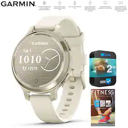 Garmin - Lily 2 Active Smartwatch Gold with 2 Year Warranty and Fitness Suite - Lunar Gold with Bone Silicone Band - (2024)