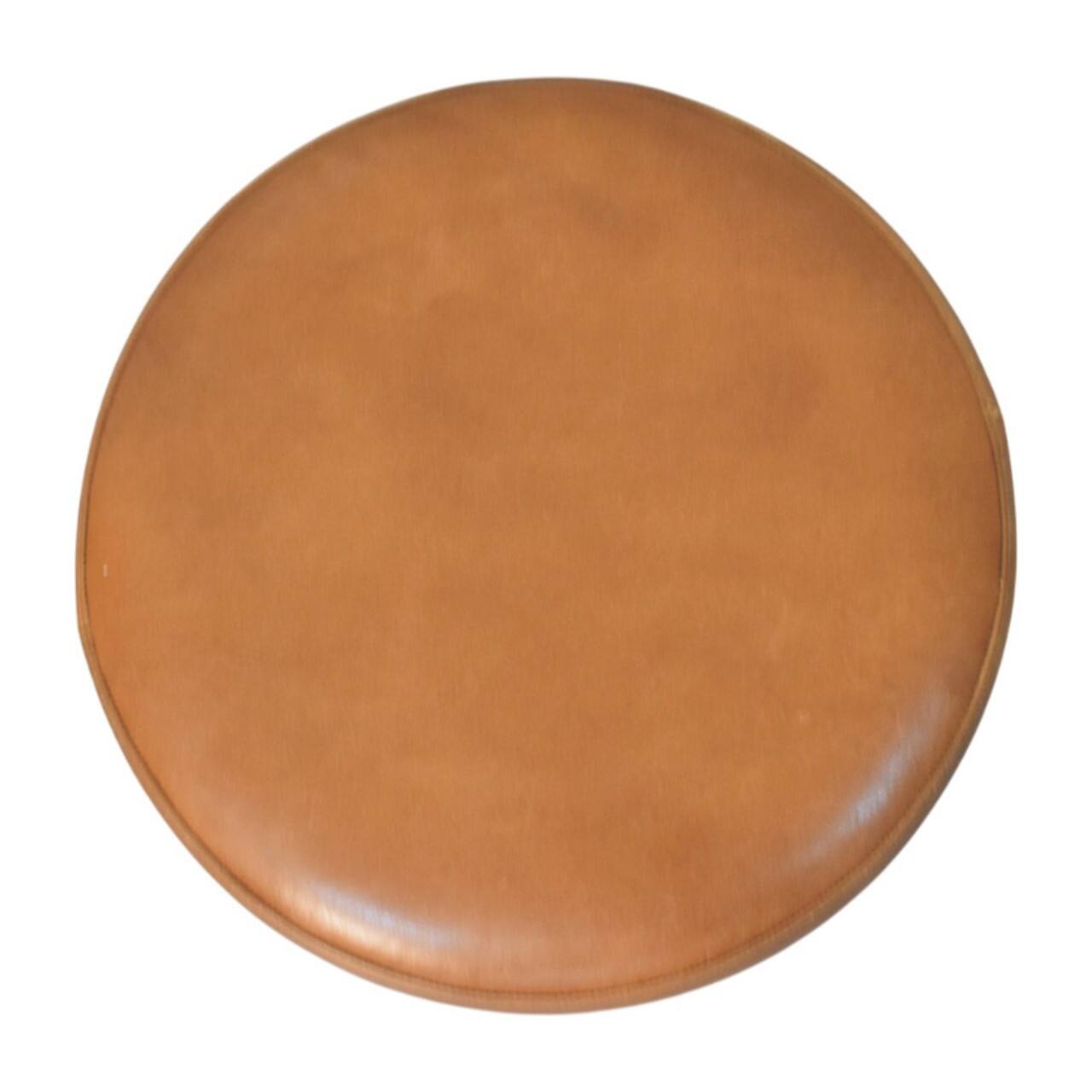 Back. Artisan Furniture - Artisan Furniture Solid Wood Bola Leather Stool - Beige.