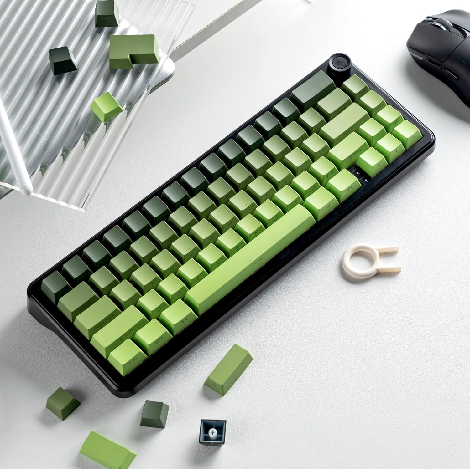 Alt View 1. Womier - PBT Keycaps Set , Side Printed OEM Profile Key Caps for 100%, 75%, 65%, 60% Gaming MX Switch Mechanical Keyboard - Mocha Green.