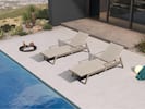 Front. PURPLE LEAF - Outdoor Chaise Lounge 2 Pieces Patio Recliner Sunbathing Tanning Chair for Poolside Balcony with Armrests Backyard - Beight & With Armrest-Texilene.
