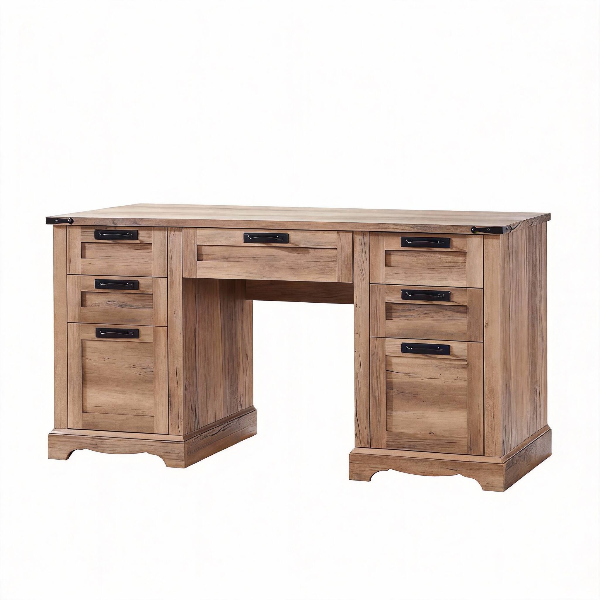 Rustic Natural Oak 20"D x 60"W x 30"H (5 Drawers)