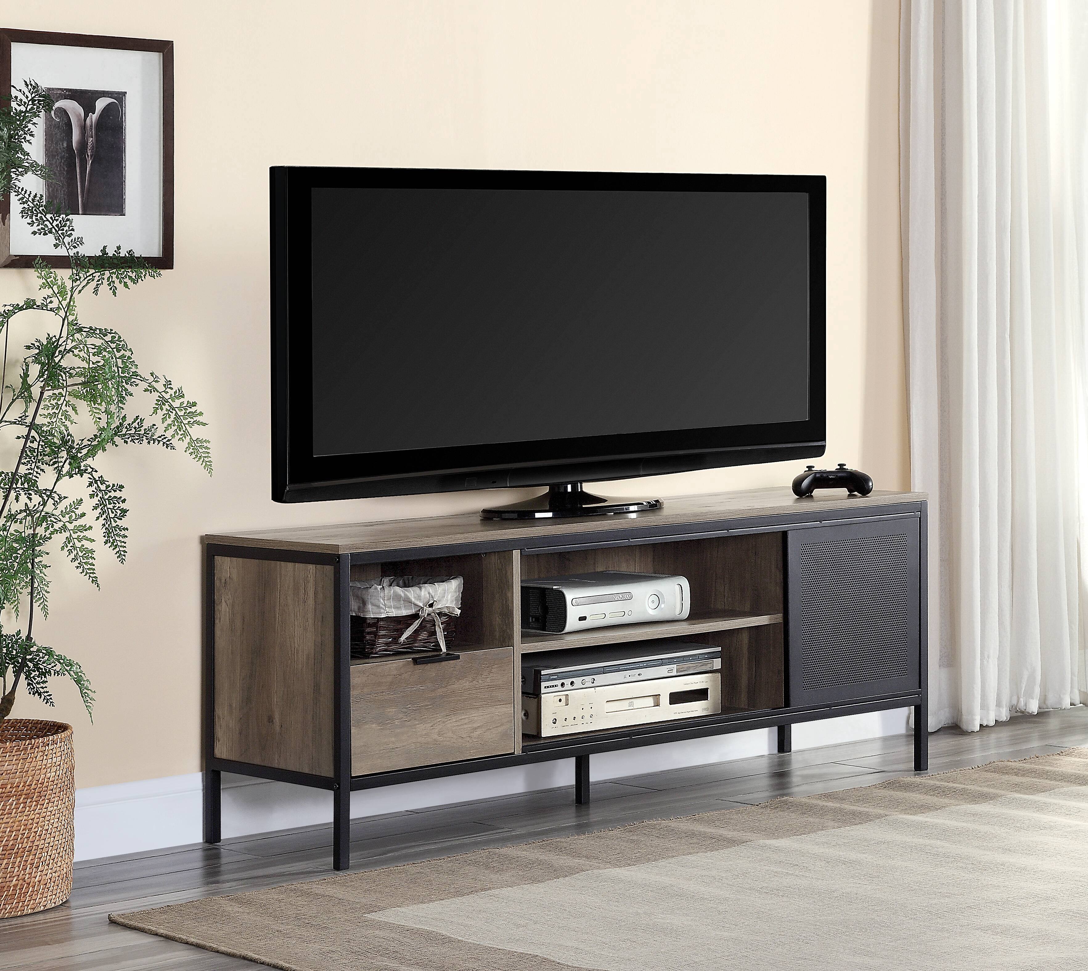 Front. Spaco - Spaco Rectangle TV Stand with Metal Frame, 1 Drawer and 3 Storage Compartments, Holds Up to 50 Inch TVs, for Living Room - Oak.