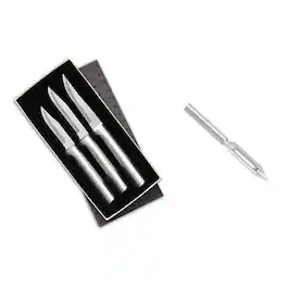 Rada - 3 Piece Paring Knives Galore Set & 1.75-Inch Swivel Vegetable Peeler, Handles - Silver