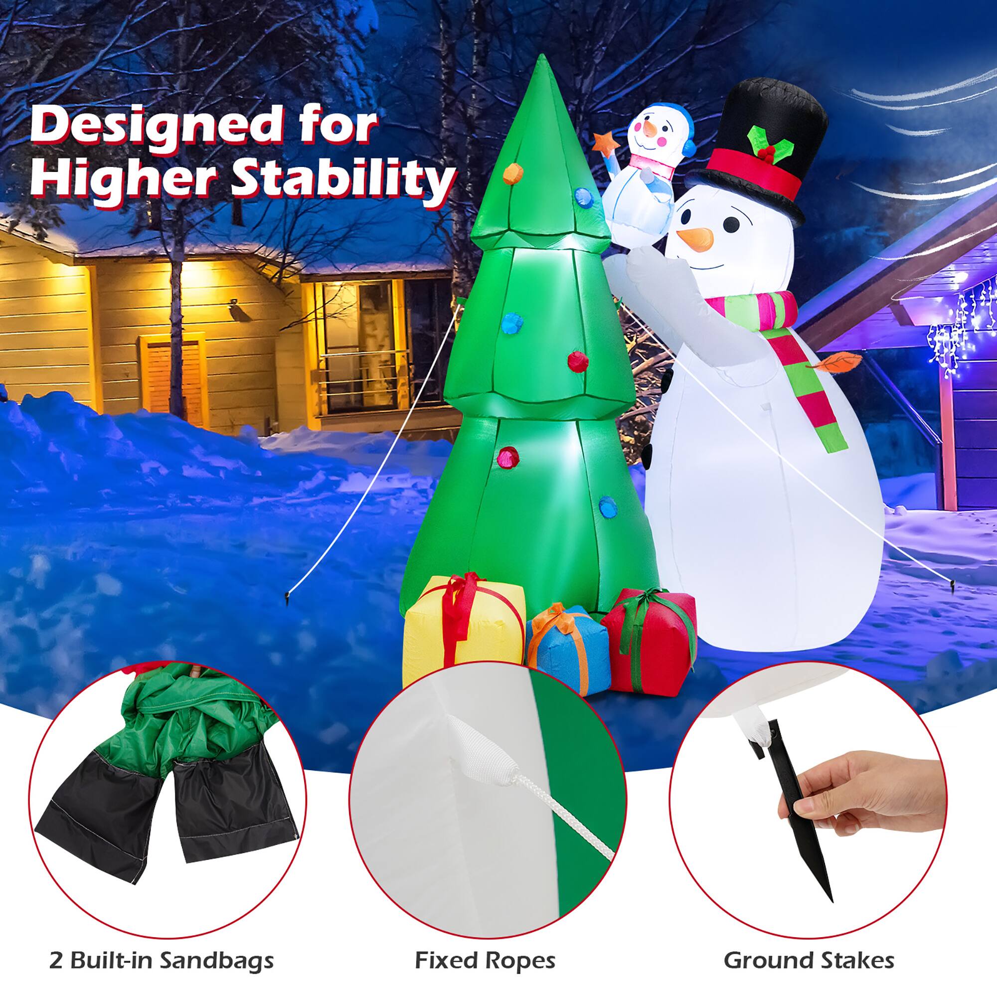 Designed for Higher Stability 2 Built-in Sandbags Fixed Ropes Ground Stakes