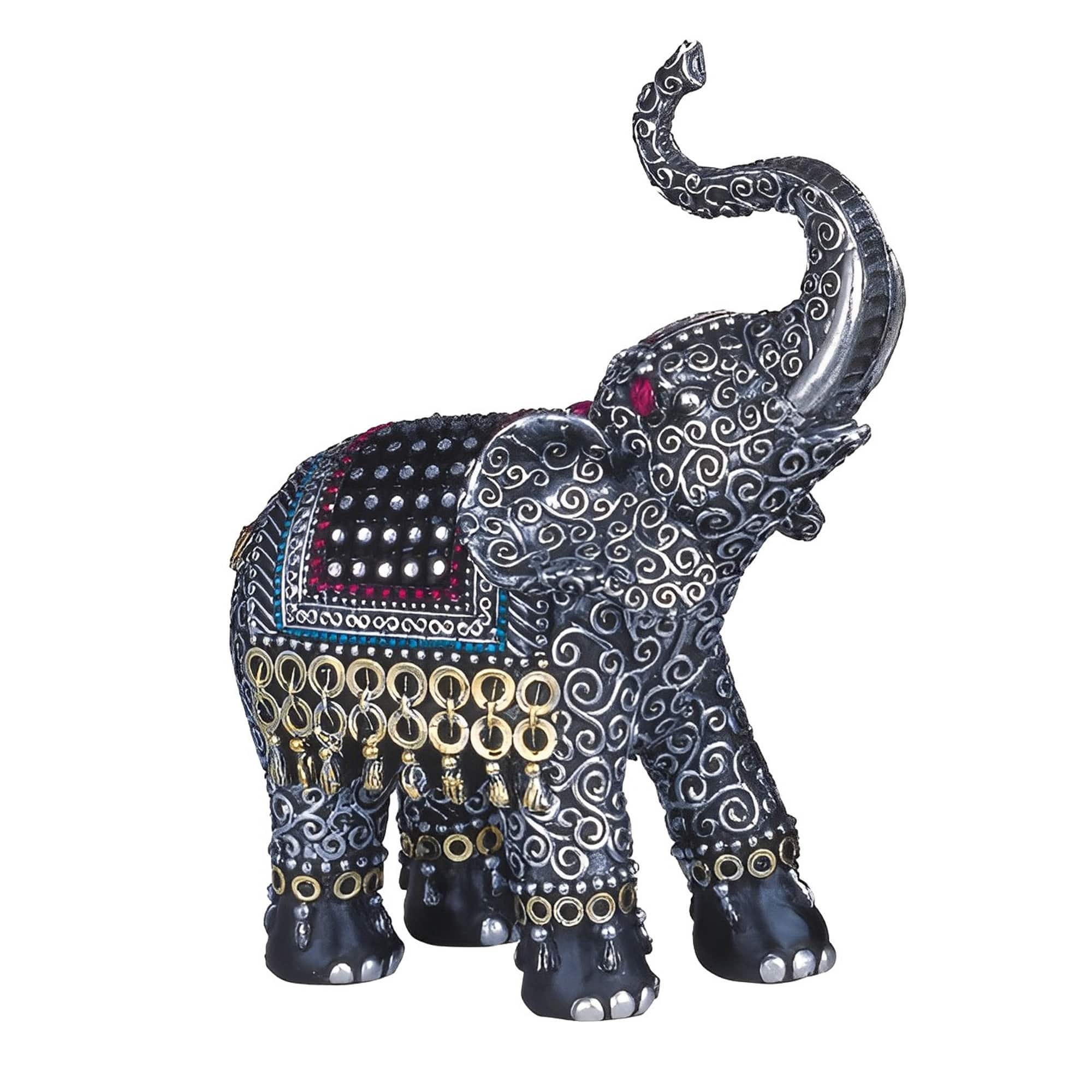 FC Design - 6.5"H Thai Elephant with Trunk Up Figurine Statue Office Desk Tabletop Home Decor Gift - Multi-Color