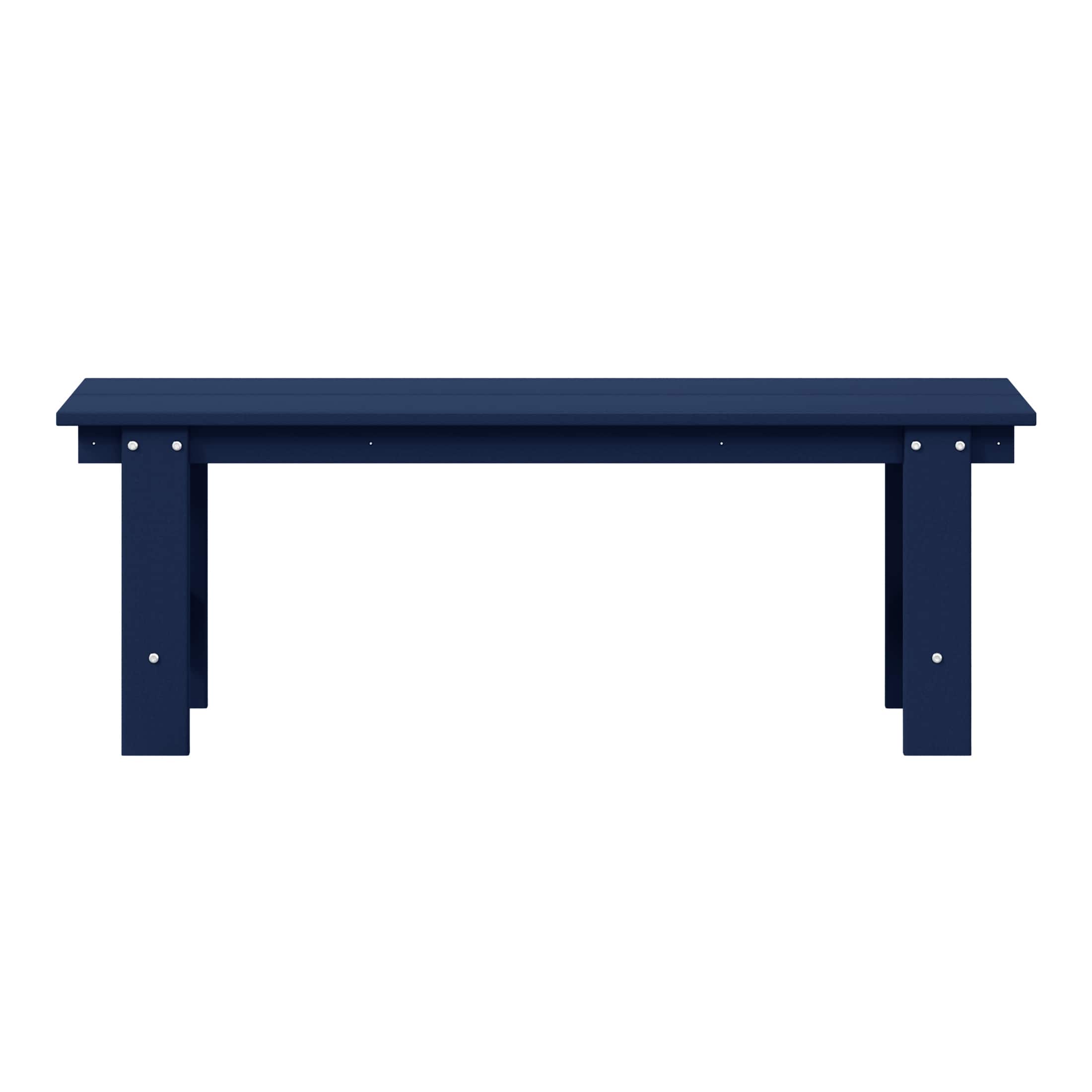 WestinTrends - Ashore Outdoor HDPE 48" Modern Backless Patio Bench - Navy Blue