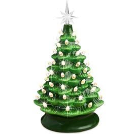 Best Choice Products - Pre-Lit Ceramic Tabletop Christmas Tree with Lights- 15in - Green w/ Warm White Lights