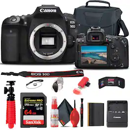 Canon - EOS 90D DSLR Camera (Body Only) (3616C002) Basic Bundle (International Version) - Black