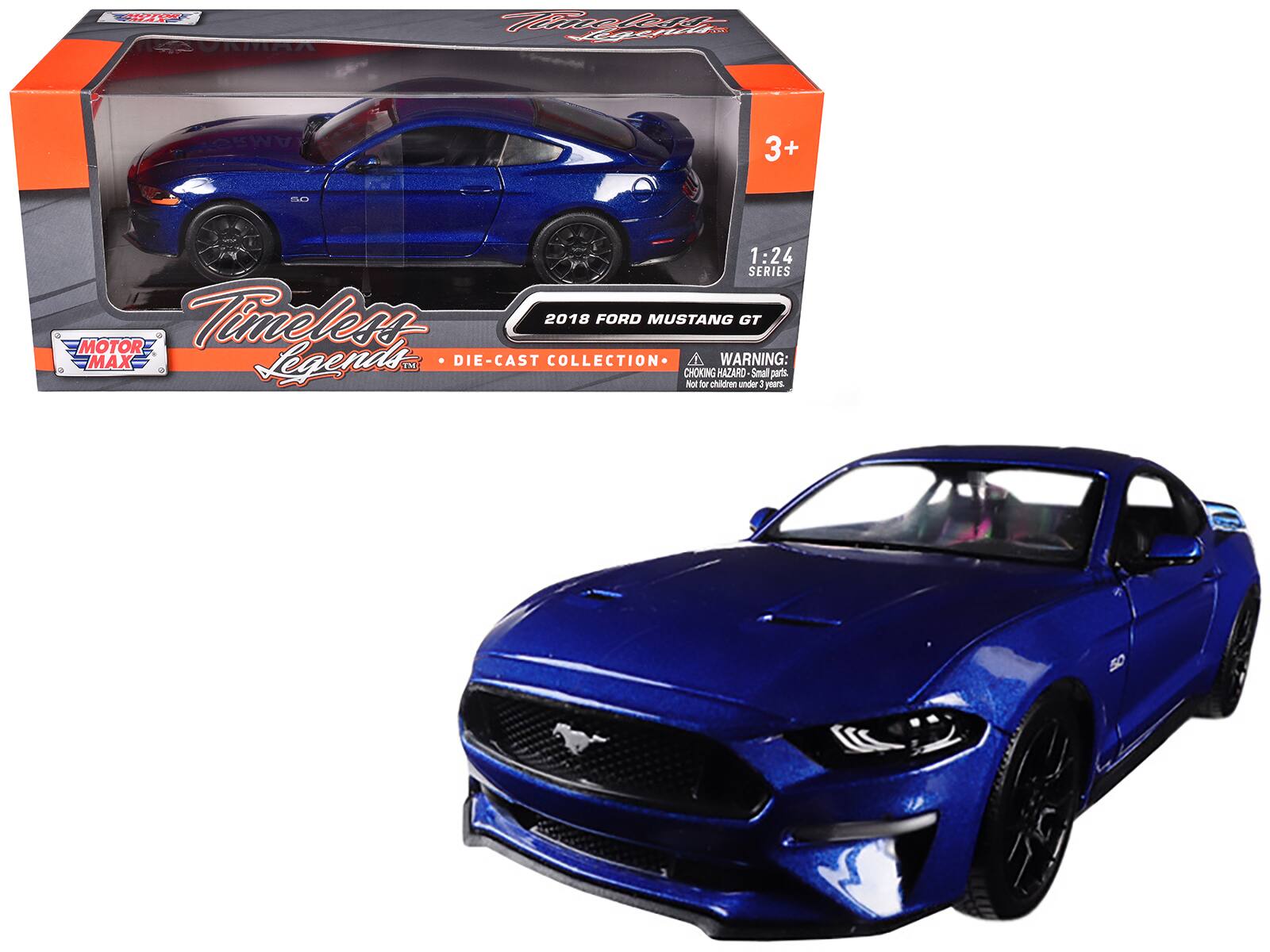 2018 Ford Mustang GT 5.0 Blue with Black Wheels 1/24 Diecast Model Car by Motormax price history on PriceWatchPro