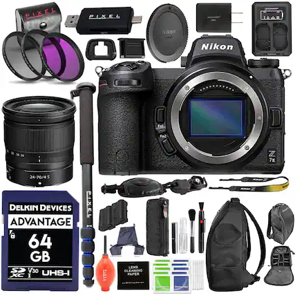 PIXEL PIXEL E E sSC Nikon [ers_master sP pro|master - - 5 Biaital aL 5 Crantel & 5 1 I utd Nikon Fot Fn2 1o ZZ 71 24-70/4 S PIXEL x DELKIN DEVICES E - ADVANTAGE 6 64 GB SP V30 UHS-I XC I PIXEL LENS CLEANING PAPER