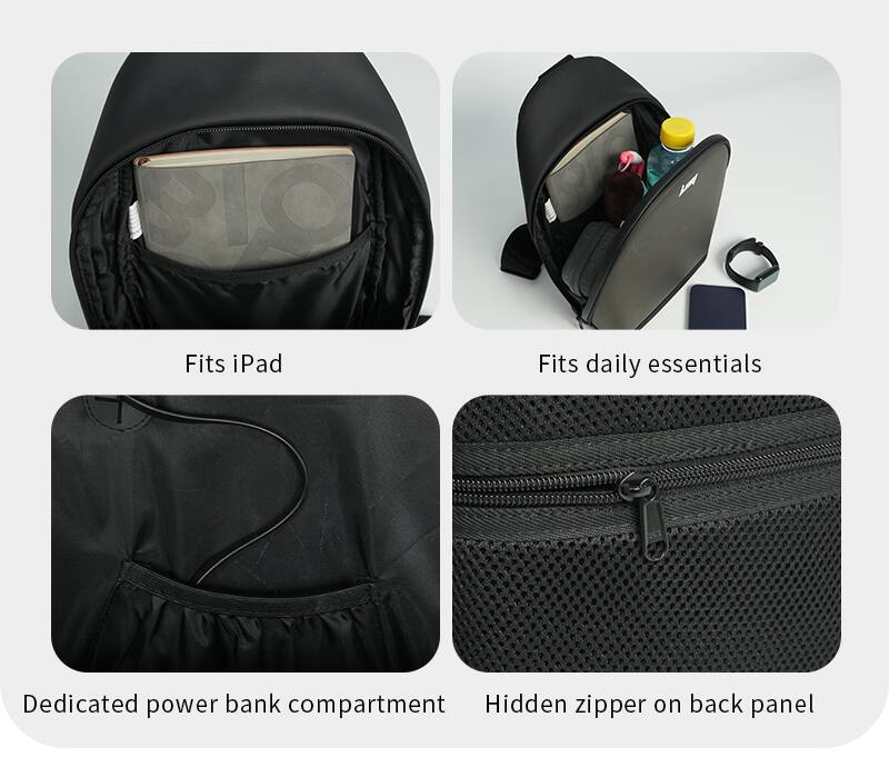 - Fits iPad
- Fits daily essentials
- Dedicated power bank compartment
- Hidden zipper on back panel