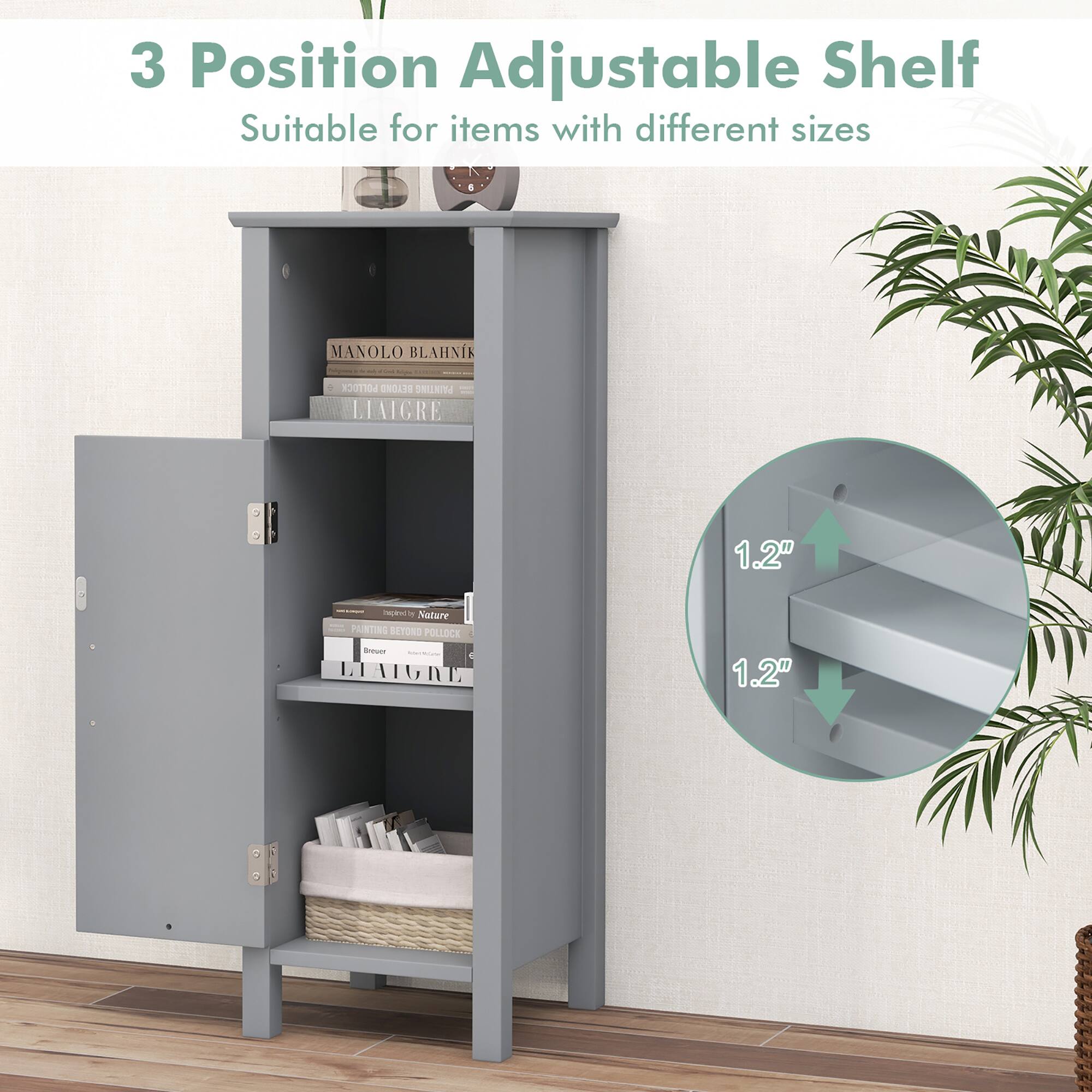 3 Position Adjustable Shelf  
Suitable for items with different sizes  

MANOLO BLAHNIK  
POLLOCK OROASE  
LIAIGRE  

1.2"  
1.2"  

PAINTING BEYOND POLLOCK  
LIAIGRE