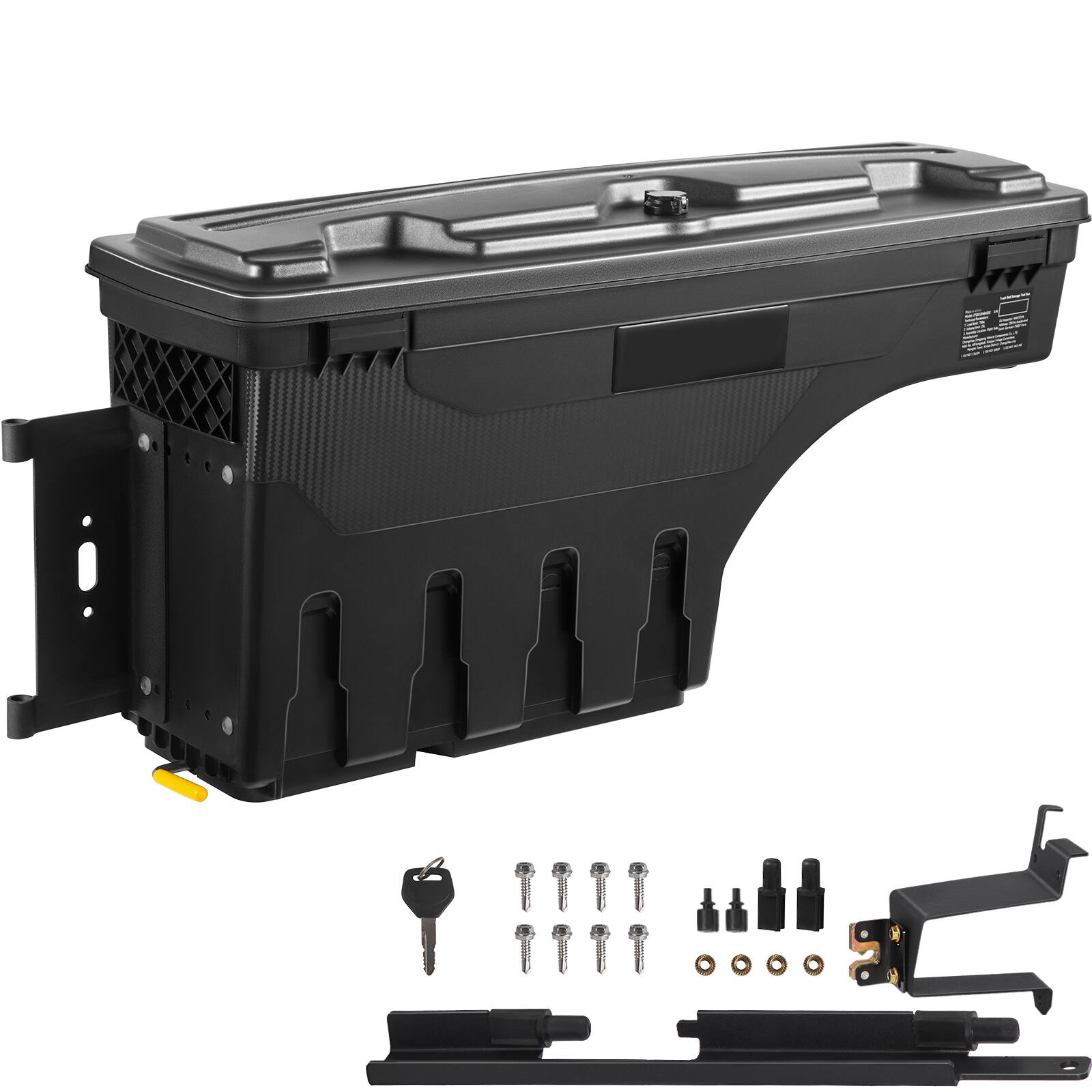 Front. LOVMOR - 6.6 Gal Wheel Well Truck Bed Storage Box Lockable Waterproof ABS Tool Box for Pickup Models.