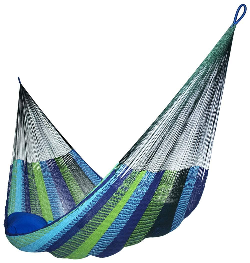 JETRANSPORT - Matrimonial Size Hammock - Caribbean Color A Beautiful, Fine Outdoor Hammock: The Mayan Hammock is an - Blues and Greens