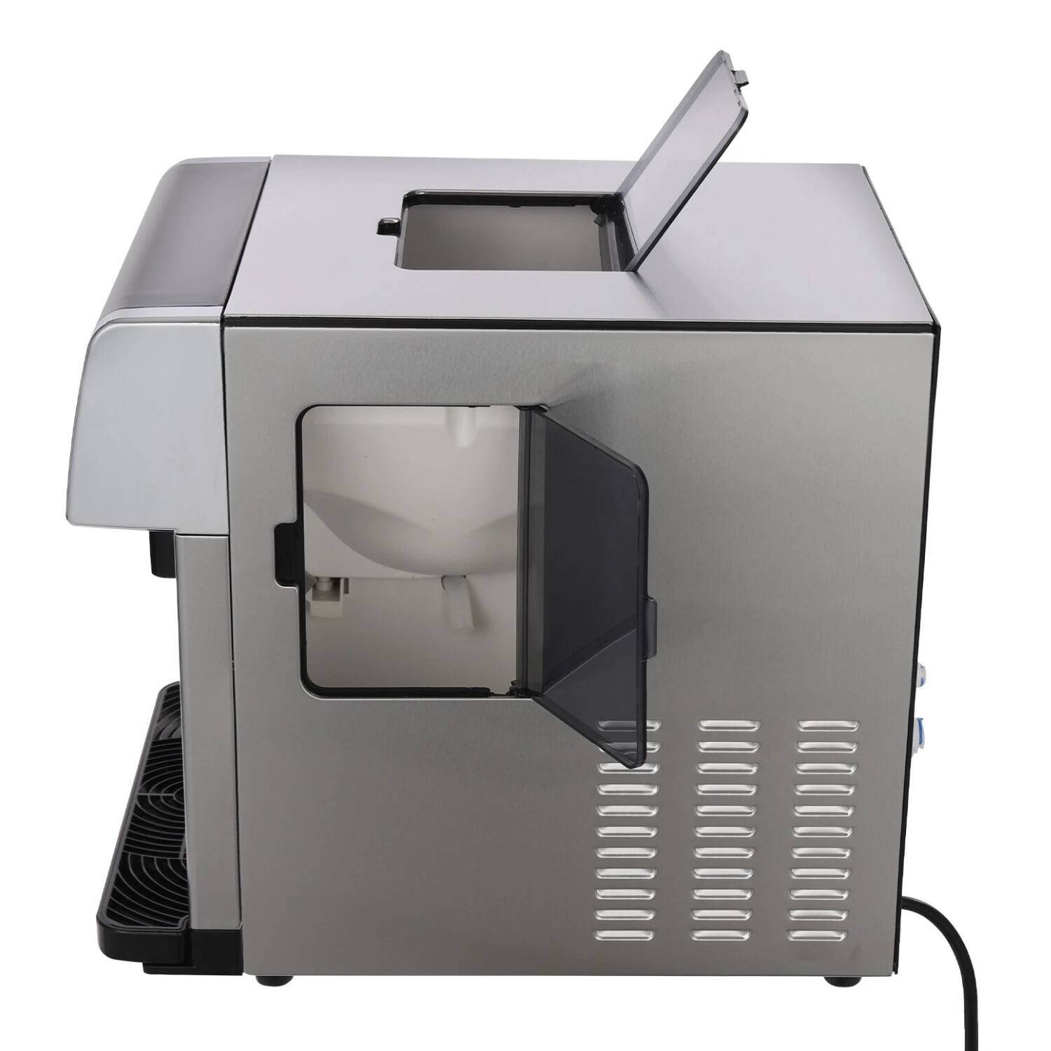 Back. Stock Preferred - 2-in-1 Countertop Ice Maker and Water Dispenser - Silver,Black.