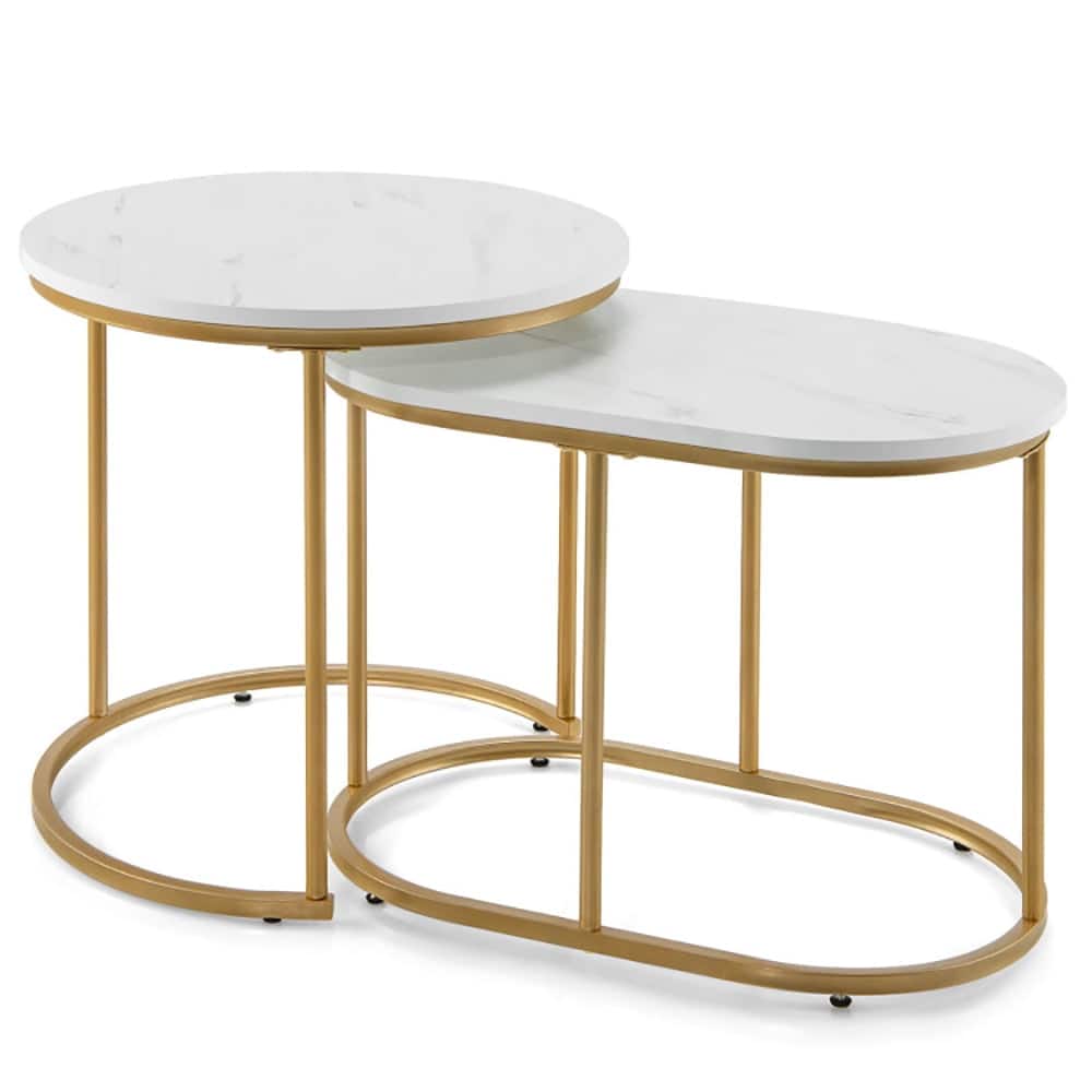 Kadyn - Coffee Table, Modern Sofa Table Tea Table,Modern Nesting Coffee Table Set of 2 - White