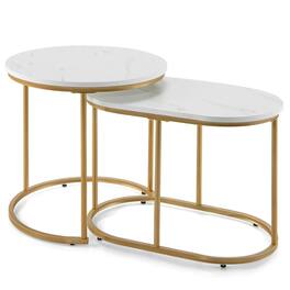 Pefilos - Modern Nesting Coffee Table Set of 2- Modern Coffee Table for Home Living Room Office Reception - White