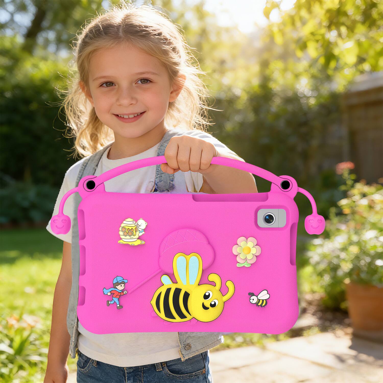 Alt View 1. Dteck - for Samsung Galaxy Tab A9 2023 & Tab A11 2025 (X133/X135) 8.7" Kids EVA Tablet Case,Shockproof Kickstand Cover + Handle - Rosered.