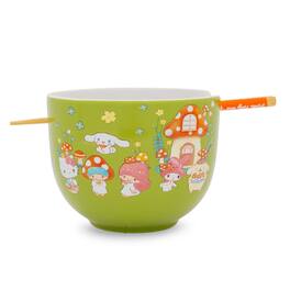 Silver Buffalo - Sanrio Hello Kitty and Friends Mushroom Crew Ceramic Ramen Bowl Set | 20 Ounces - Green