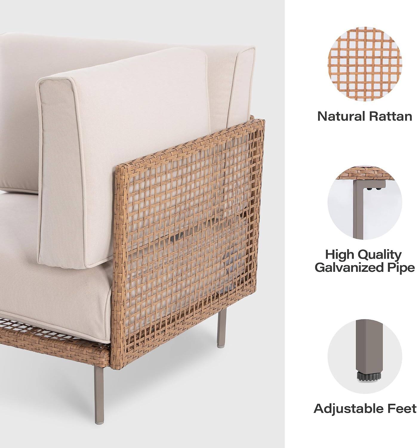 Natural Rattan High Quality Galvanized Pipe Adjustable Feet