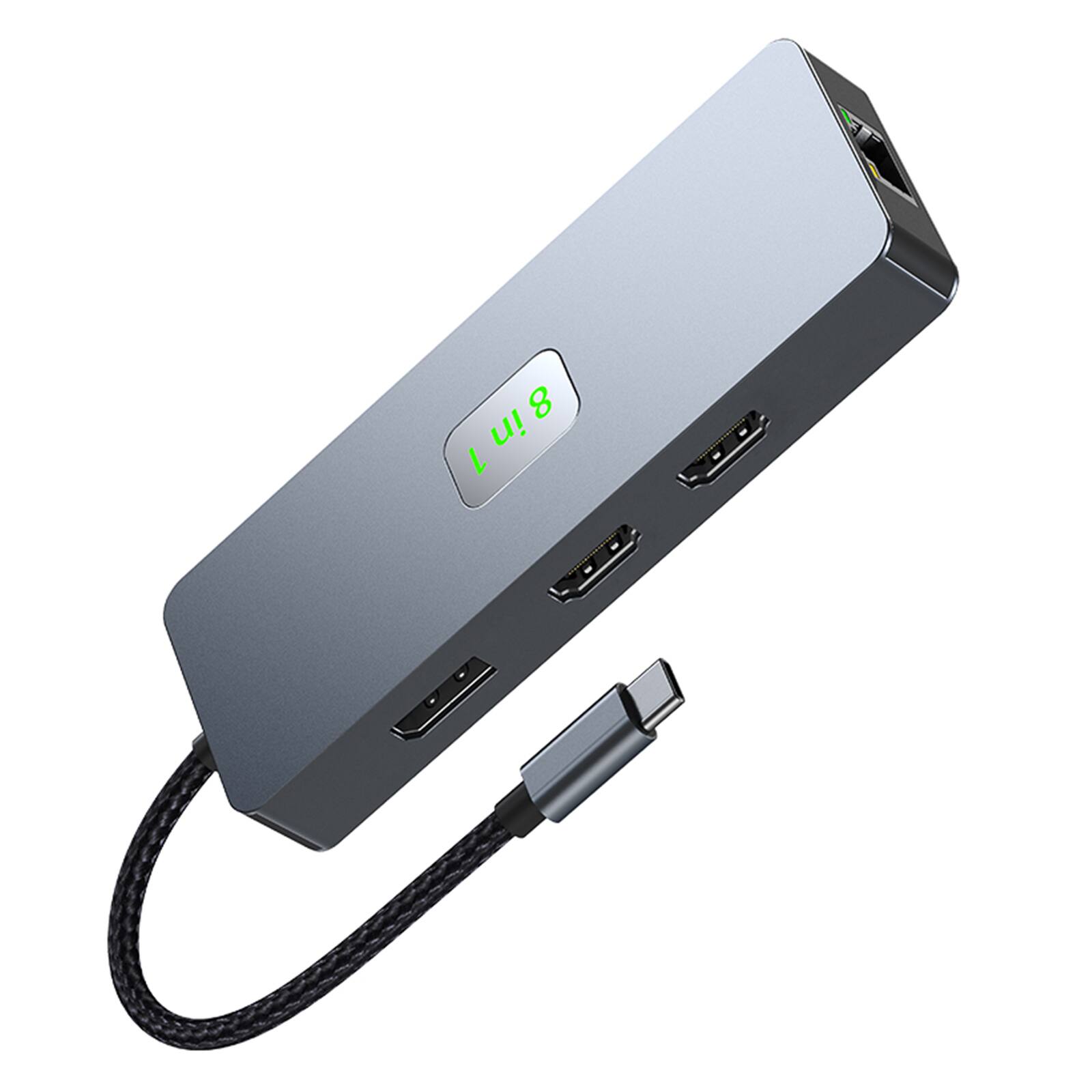 Alt View 8. Topteng - 8-in-1 USB C Hub with Triple Display (Dual HDMI & DP) - Gigabit Ethernet, 100W PD, 3xUSB 3.0, Aluminum Dock.