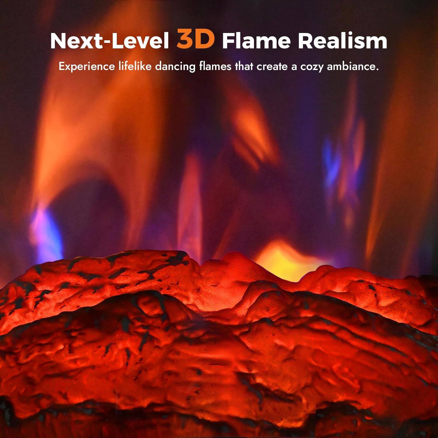 Next-Level 3D Flame Realism  
Experience lifelike dancing flames that create a cozy ambiance.