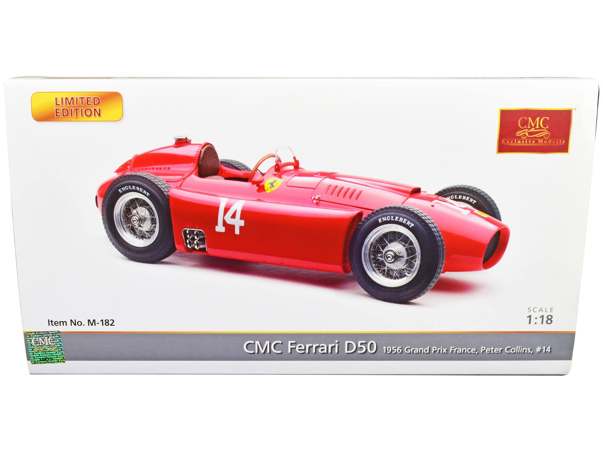 LIMITED EDITION

CMC Exclusive Modell

Item No. M-182

CMC Ferrari D50 1956 Grand Prix France, Peter Collins, #14

SCALE 1:18
