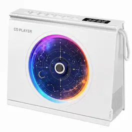 gueray - Portable CD Player Bluetooth 5.3, Hi-Fi Speaker,4000mAh Battery Desktop CD music player for home with Light modes - White
