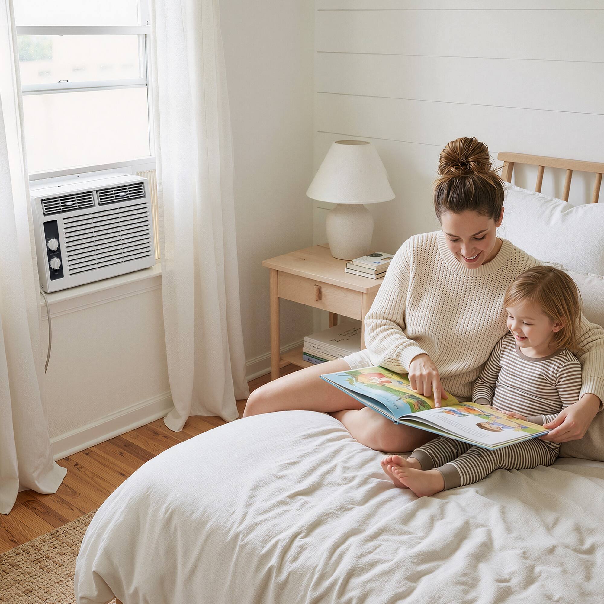 Alt View 6. SIMZLIFE - 5000 BTU Window Air Conditioner, Cools Up to 150 sq. ft.,2 in1, Quiet&Energy Efficient, Easy Install for Bedroom,Office - WHITE.