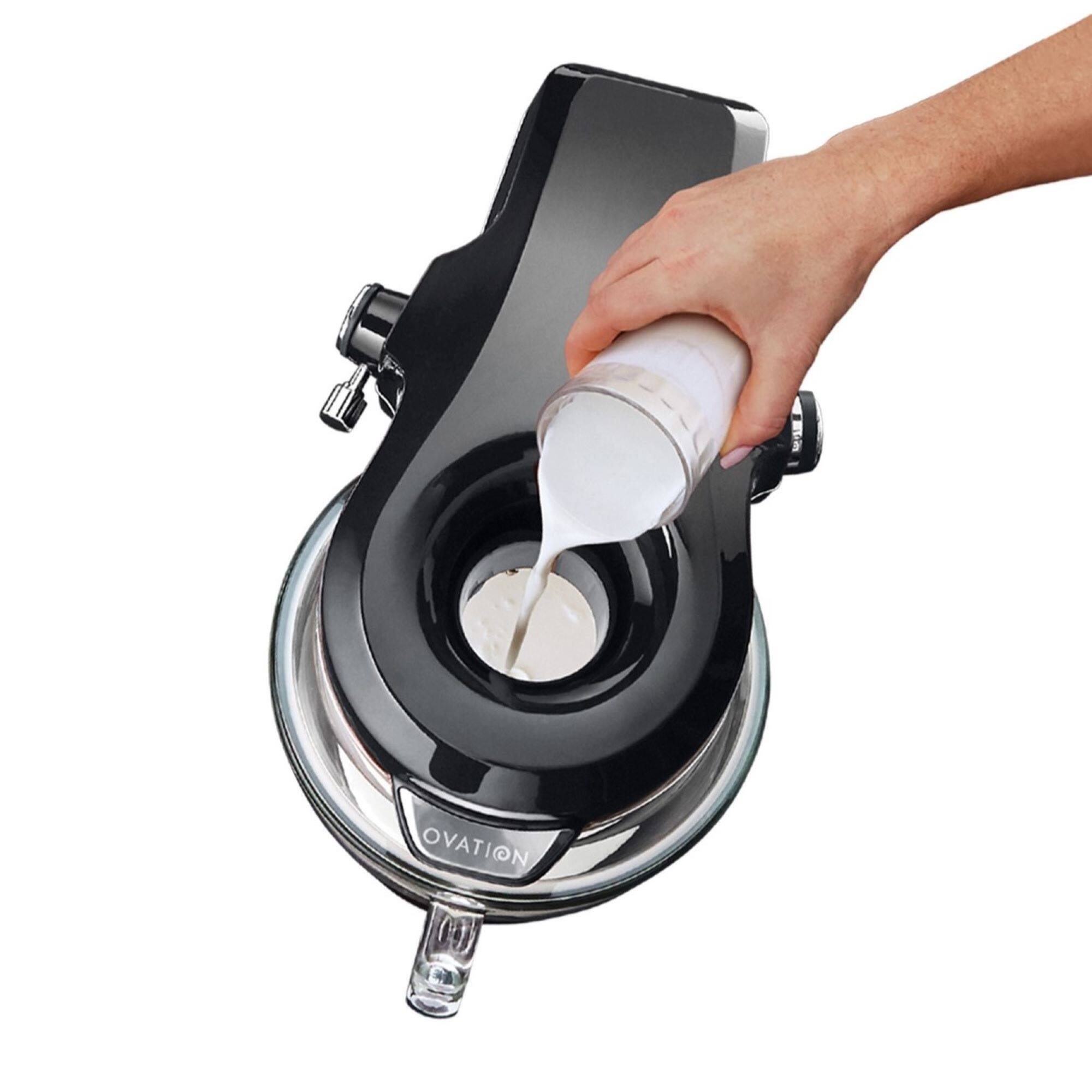 Left. Kenmore - Elite Ovation 5 Qt Stand Mixer, 500W 10-Speed, Pour-In Top, Beater, Whisk, Dough Hook, Gray - Black stainless steel.