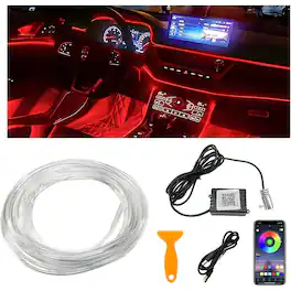 PARKER SLATER - Car Interior LED Strip Lights, RGB Ambient Lighting Kit with APP Control, 118" Fiber Optic, USB Music Sync - Regular
