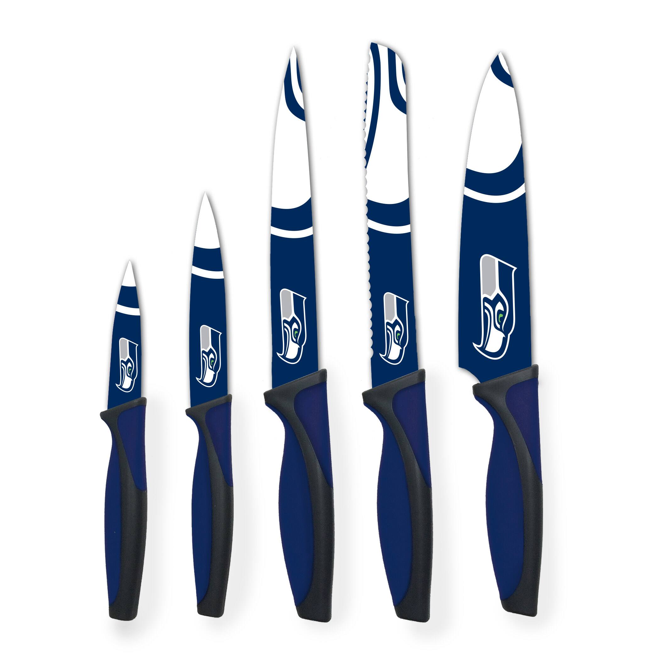Front. Woodrow - Seattle Seahawks 5-Piece Stainless Steel Cutlery Knife Set - Multicolor.