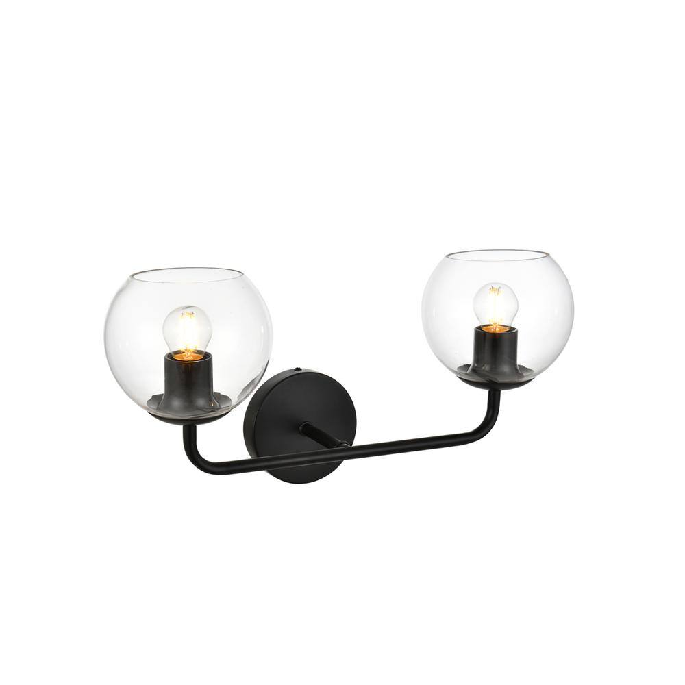 Back. Living District - Genesis 2 light Black and Clear Bath Sconce - Black And Clear.