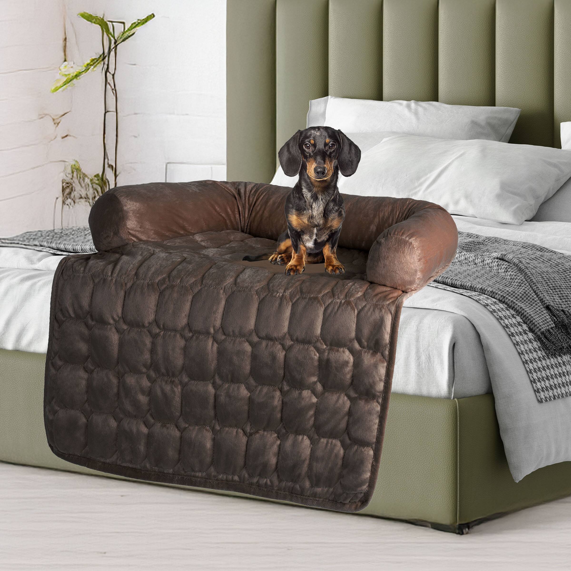 Alt View 6. PetMaker - Couch Cover for Dogs 30x30.5 Water-Resistant Pet Furniture Protector with Bolster and Quilted Fabric Pet Supplies - Brown.