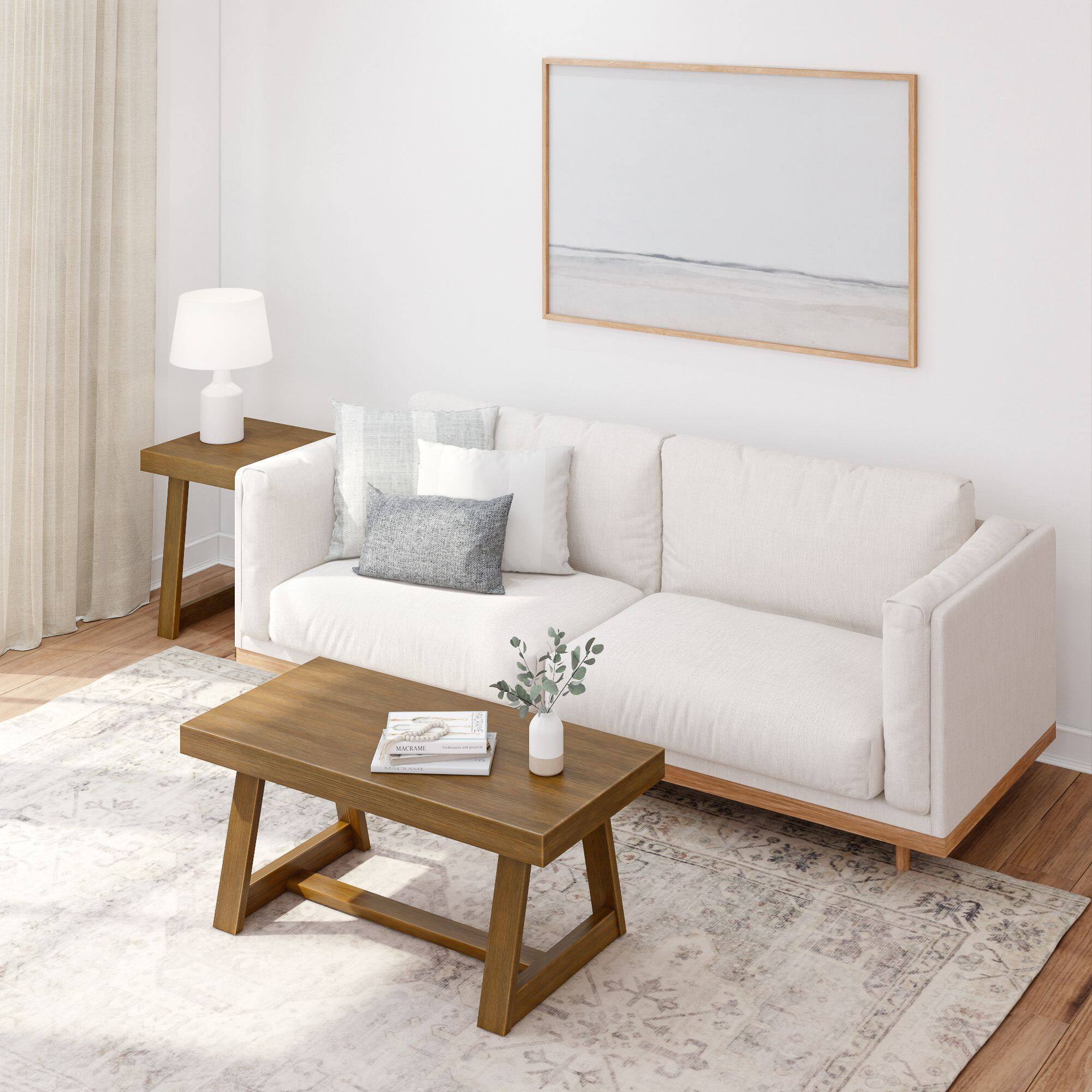 Alt View 5. Plank+Beam - Classic Rectangular Coffee Table (40in x 20in / 1020mm x 510mm), Pecan Wirebrush - Pecan Wirebrush.