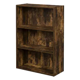 FurniFact - 3-Tier Open Shelf Bookcase with Sturdy Wood Construction - Amber Pine